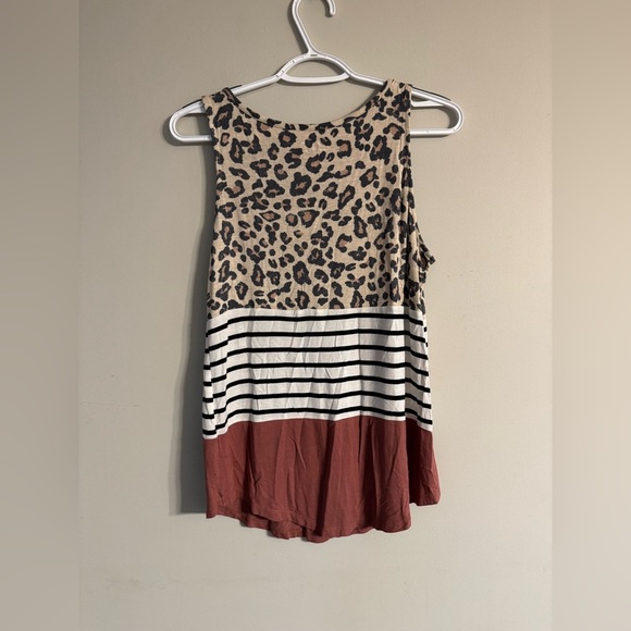 2/$10 Leopard Print and Striped Women's Tank Top - Picture 4 of 6